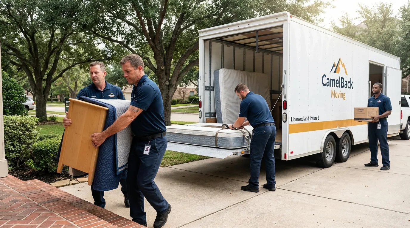Crew loading residential truck for cross-state move from Westminster, SC